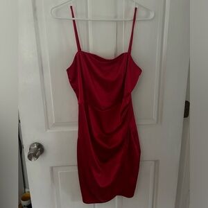 Red mini silk dress